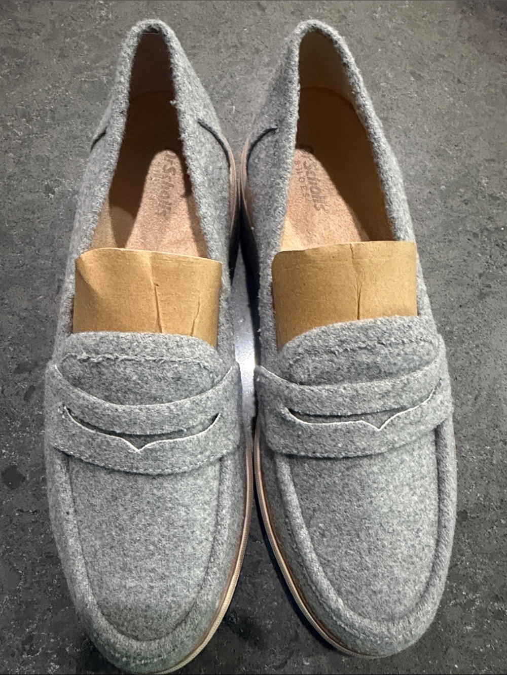 Women’s Dr Scholl’s Gray Wool Penny Loafers with Tan Insole